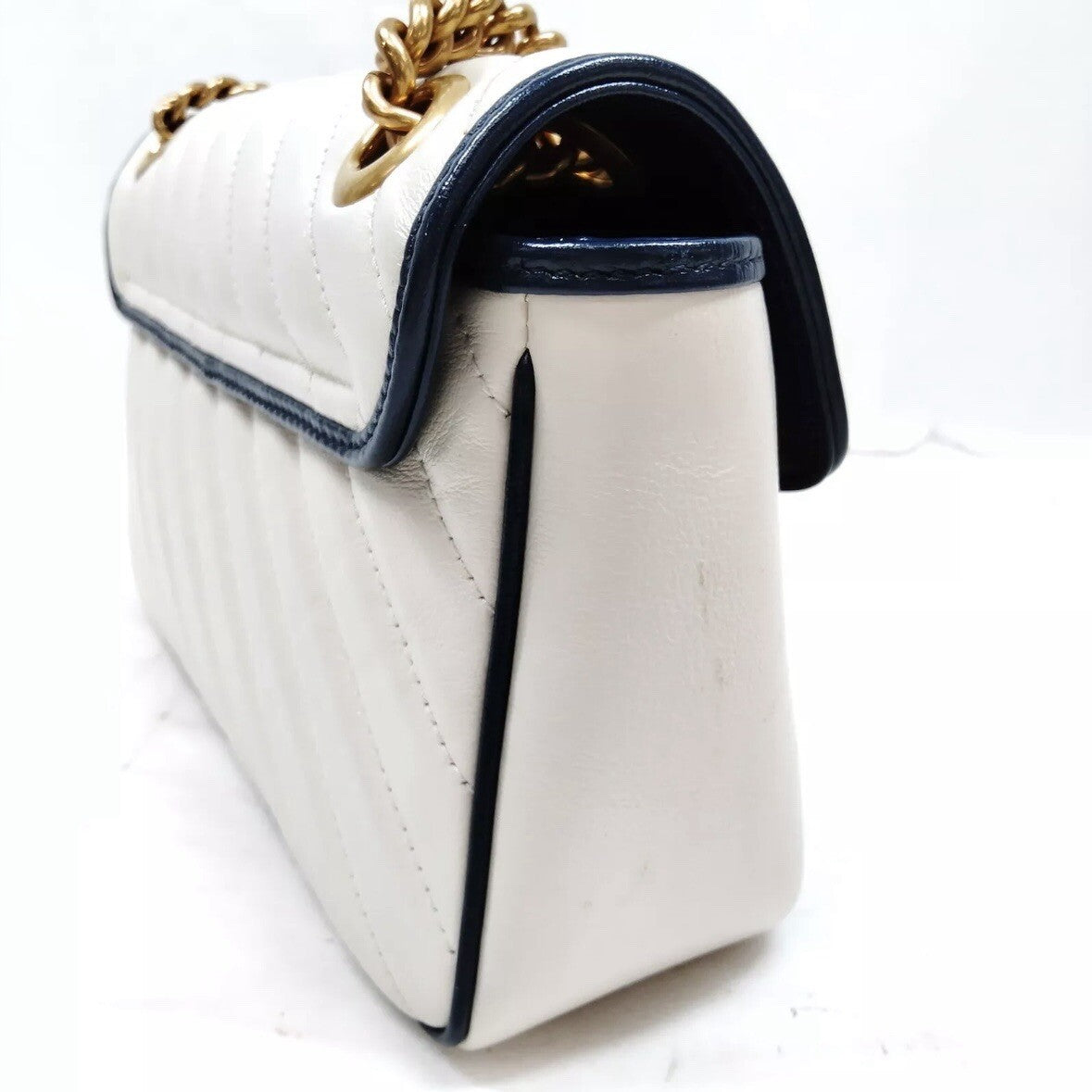 Gucci Shoulder Bag GG Marmont White Leather 3253211