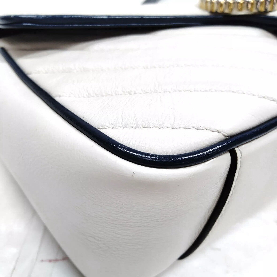 Gucci Shoulder Bag GG Marmont White Leather 3253211
