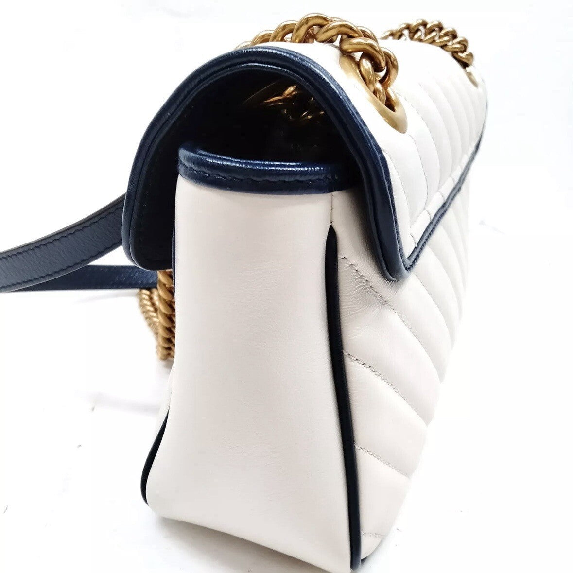 Gucci Shoulder Bag GG Marmont White Leather 3253211