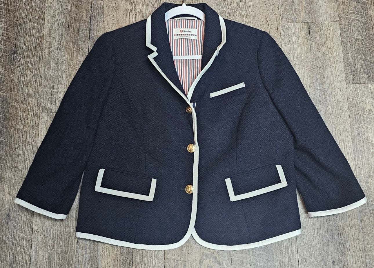 Thom Browne Neiman Marcus Target Navy Wool Blazer Jacket Women's XL NWT
