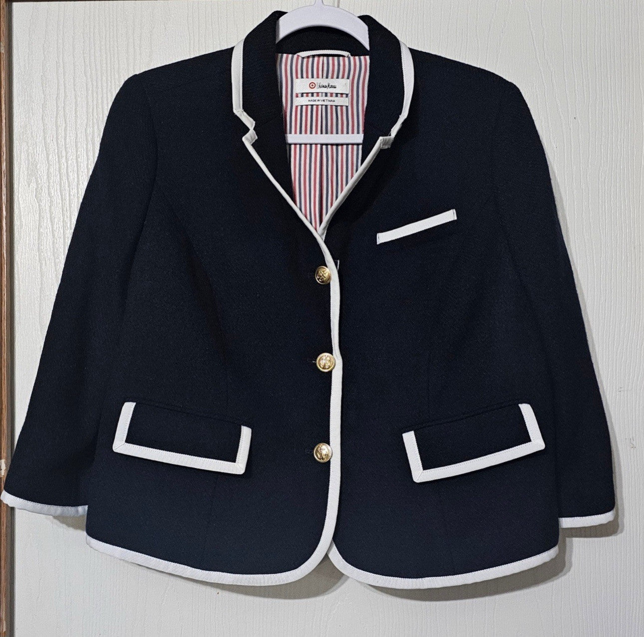 Thom Browne Neiman Marcus Target Navy Wool Blazer Jacket Women's XL NWT